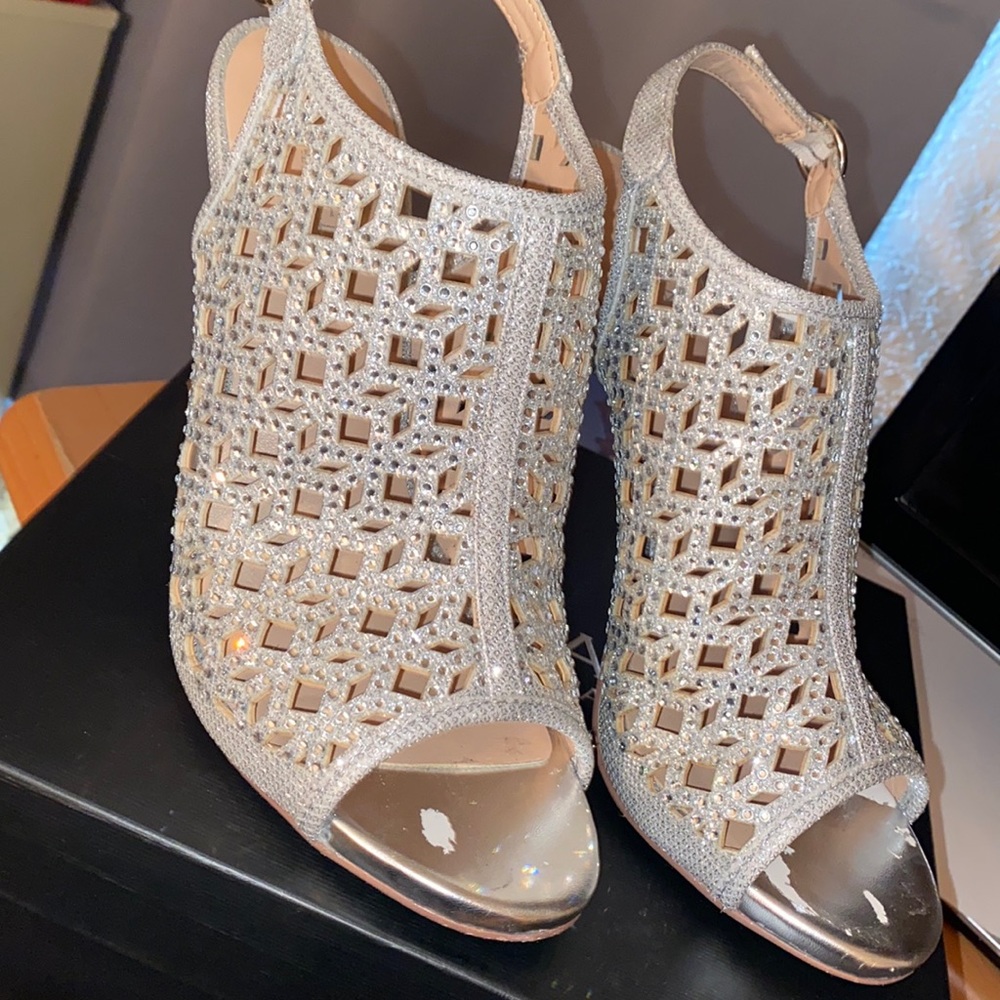 silver party heels